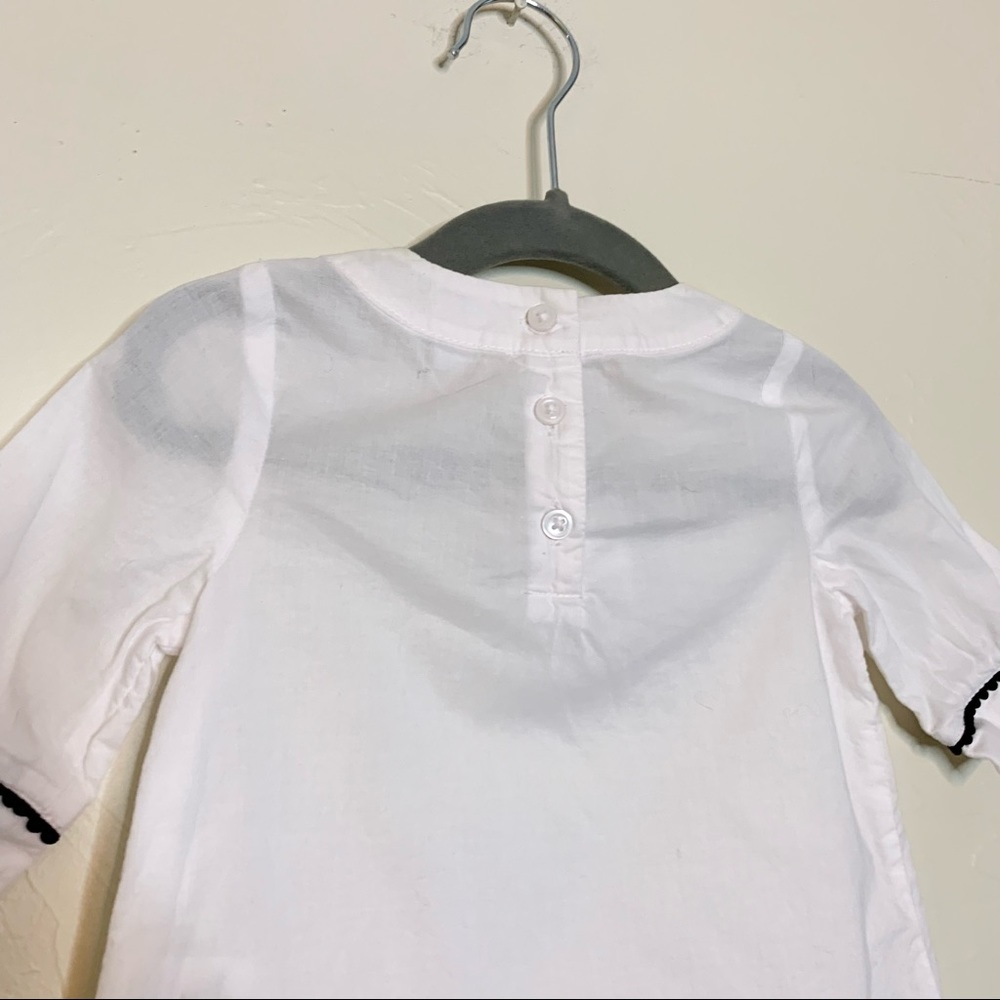 JANIE AND JACK Baby Girl White Popover Scallop Trim Blouse 6-12 Months - Picture 4 of 5